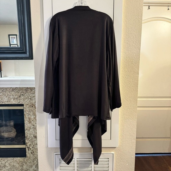 Soft Surroundings Embroidered Open Cardigan Women’s Brown Waterfall Hem XL - Picture 5 of 5